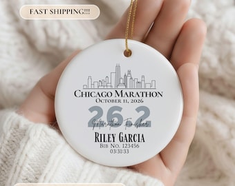 Chicago Marathon Finisher Ornament, Personalized Marathon Finisher Ornament, Marathon Gift, Marathon Runner Gift, Marathon Runner Ornament