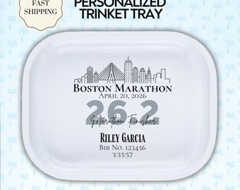 Boston Marathon Runner Gift, Trinket Dish, Trinket Tray, Personalize Marathon Finisher Dish, Marathoner Gift, Marathon Runner Gift, 5.5"x7"