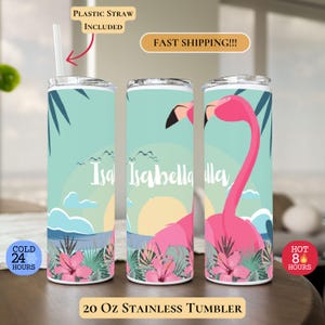 Flamingo Tumbler, Personalized Flamingo Tumbler, Beach Vacation Tumbler, Tropical Tumbler, Vacation Tumbler, Flamingo Lover Gift, Flamingos