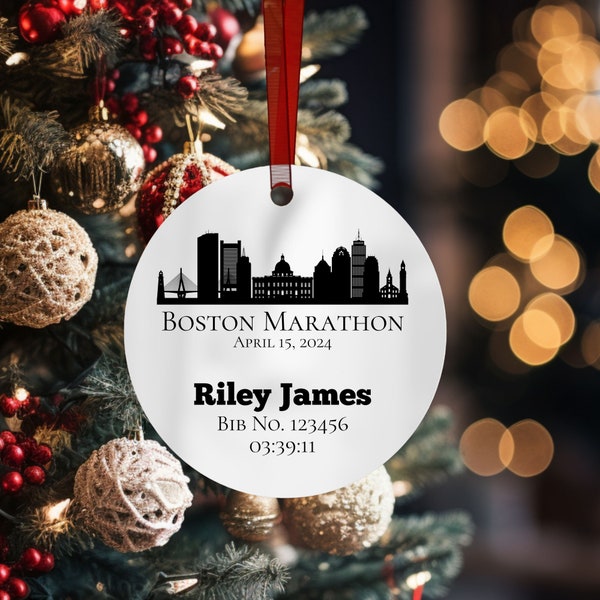 Marathon Runner Ornament, Personalized Marathon Finisher Ornament, Marathon Gift, Marathon Runner Gift, Half Marathon Runner Ornament Boston