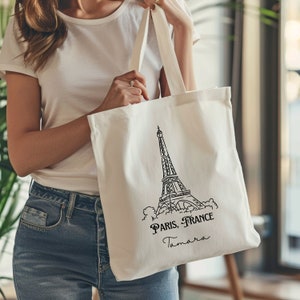 Paris, France Tote Bag, Personalized Paris Bag, Paris Girls Trip Bag, Eiffel Tower Bag, Gift for Traveler, Gift for Paris Lover, Bridal Tote