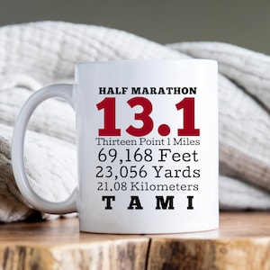 Personalized Marathon Mug, Custom Marathon Runner Mug, 13.1 Miles Mug, Gift for Runner, Marathoner Finisher Mug, Marathoner Finisher Gift