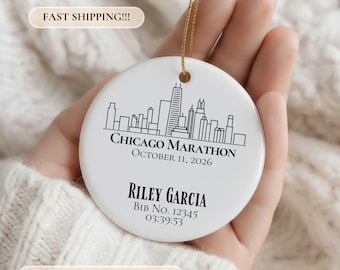 Marathon Runner Ornament, Personalized Marathon Finisher Ornament, Marathon Gift, Marathon Runner Gift Half Marathon Runner Ornament Chicago