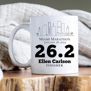 Marathon Finisher Mug, Personalized Running Mug, Half Marathon Finisher, Gift for Marathon Runner, Coffee Mug for Runner, Miami Coffee Mug