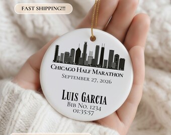 Chicago HALF Marathon Runner Ornament, Half Marathon Finisher Ornament, Marathon Gift, Marathon Runner Gift Half Marathon Runner Ornament