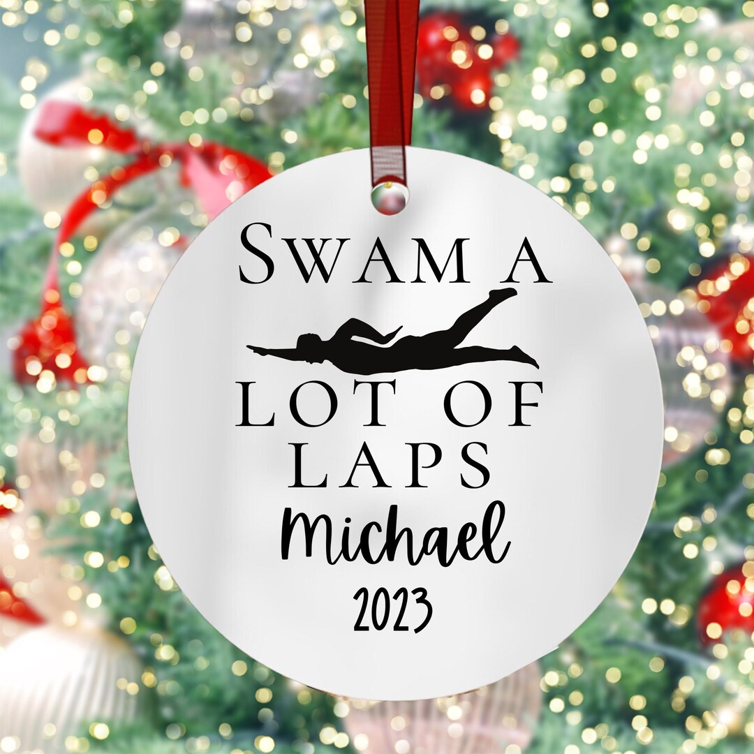 Personalized Swimming Ornament, Custom Swimming Ornament, Distance