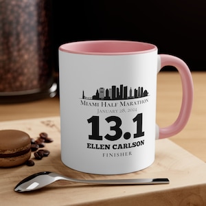 Marathon Finisher Mug, Personalized Running Mug, Half Marathon Finisher, Gift for Marathon Runner, Coffee Mug for Runner, Miami Coffee Mug