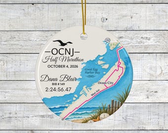 Customize Running Ornament, Custom HALF Marathon Finisher Ornament, 1/2 Marathoner Ornament, Gift for Runner, 1st Half Marathon Ornament