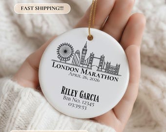 Marathon Runner Ornament, Personalized Marathon Finisher Ornament, Marathon Gift, Marathon Runner Gift, Half Marathon Runner Ornament London