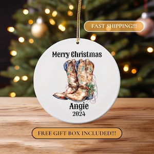 Cowgirl Ornament, Cowgirl Xmas Ornament, Personalized Cowgirl Ornament, Cowboy Boot Ornament, Southwest Christmas Ornament, Gift for Cowgirl