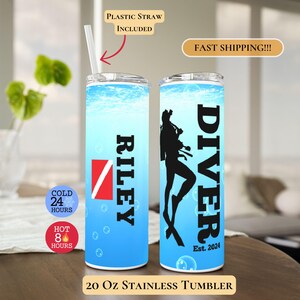 Scuba Diver Tumbler, Personalized Scuba Tumbler, Certified Diver Tumbler, Scuba Lover Gift, Gift for Scuba Diver, Scuba Diver Tumbler To Go