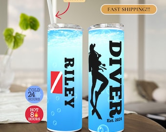 Scuba Diver Tumbler, Personalized Scuba Tumbler, Certified Diver Tumbler, Scuba Lover Gift, Gift for Scuba Diver, Scuba Diver Tumbler To Go