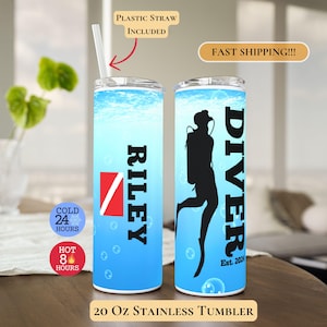 Scuba Diver Tumbler, Personalized Scuba Tumbler, Certified Diver Tumbler, Scuba Lover Gift, Gift for Scuba Diver, Scuba Diver Tumbler To Go
