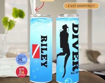 Scuba Diver Tumbler, Personalized Scuba Tumbler, Certified Diver Tumbler, Scuba Lover Gift, Gift for Scuba Diver, Scuba Diver Tumbler To Go