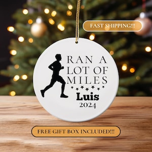 Ran a Lot of Miles, Personalized Running Ornament, Personalized Cross Country Ornament, Running Xmas Ornament, Runner Gift, XC Ornament, Run