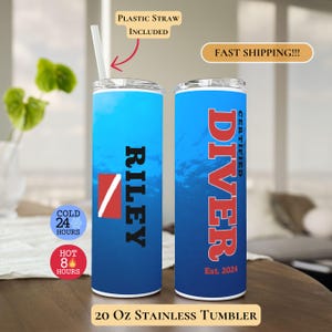 Scuba Diver Tumbler, Personalized Scuba Tumbler, Certified Diver Tumbler, Scuba Lover Gift, Gift for Scuba Diver, Scuba Diver Tumbler To Go