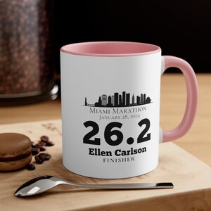 Marathon Finisher Mug, Personalized Running Mug, Half Marathon Finisher, Gift for Marathon Runner, Coffee Mug for Runner, Miami Coffee Mug