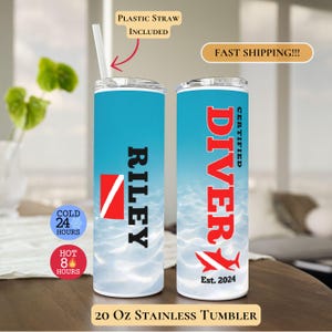 Scuba Diver Tumbler, Personalized Scuba Tumbler, Certified Diver Tumbler, Scuba Lover Gift, Gift for Scuba Diver, Scuba Diver Tumbler To Go
