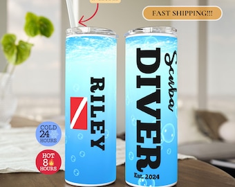 Scuba Diver Tumbler, Personalized Scuba Tumbler, Certified Diver Tumbler, Scuba Lover Gift, Gift for Scuba Diver, Scuba Diver Tumbler To Go
