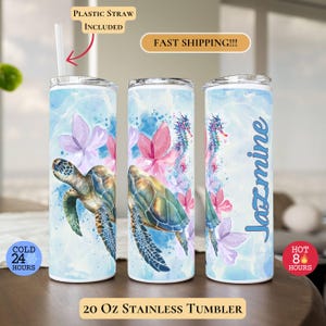 Sea Turtle Tumbler, Personalize Turtle Tumbler, Custom Turtle Name Tumbler, Ocean Turtle, Ocean Lover Gift, Birthday Gift, Turtle Lover Gift