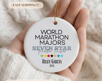 Seven Star Finisher Ornament, Personalized Marathon Ornament, Marathon Runner Gift, Tokyo, Boston, London, Sydney. Berlin, Chicago, New York