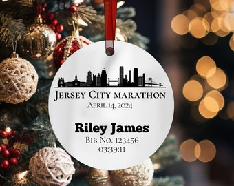 Marathon Runner Ornament, Personalized Marathon Finisher Ornament, Marathon Gift, Marathon Runner Gift, Half Marathon Runner, Jersey City