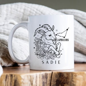 Zodiac Mug, Capricorn, Zodiac Sign Mug, Zodiac Coffee Mug, Capricorn Cup, Zodiac Coffee Cup, Horoscope Coffee Cup, Capricorn, Zodiac Gift