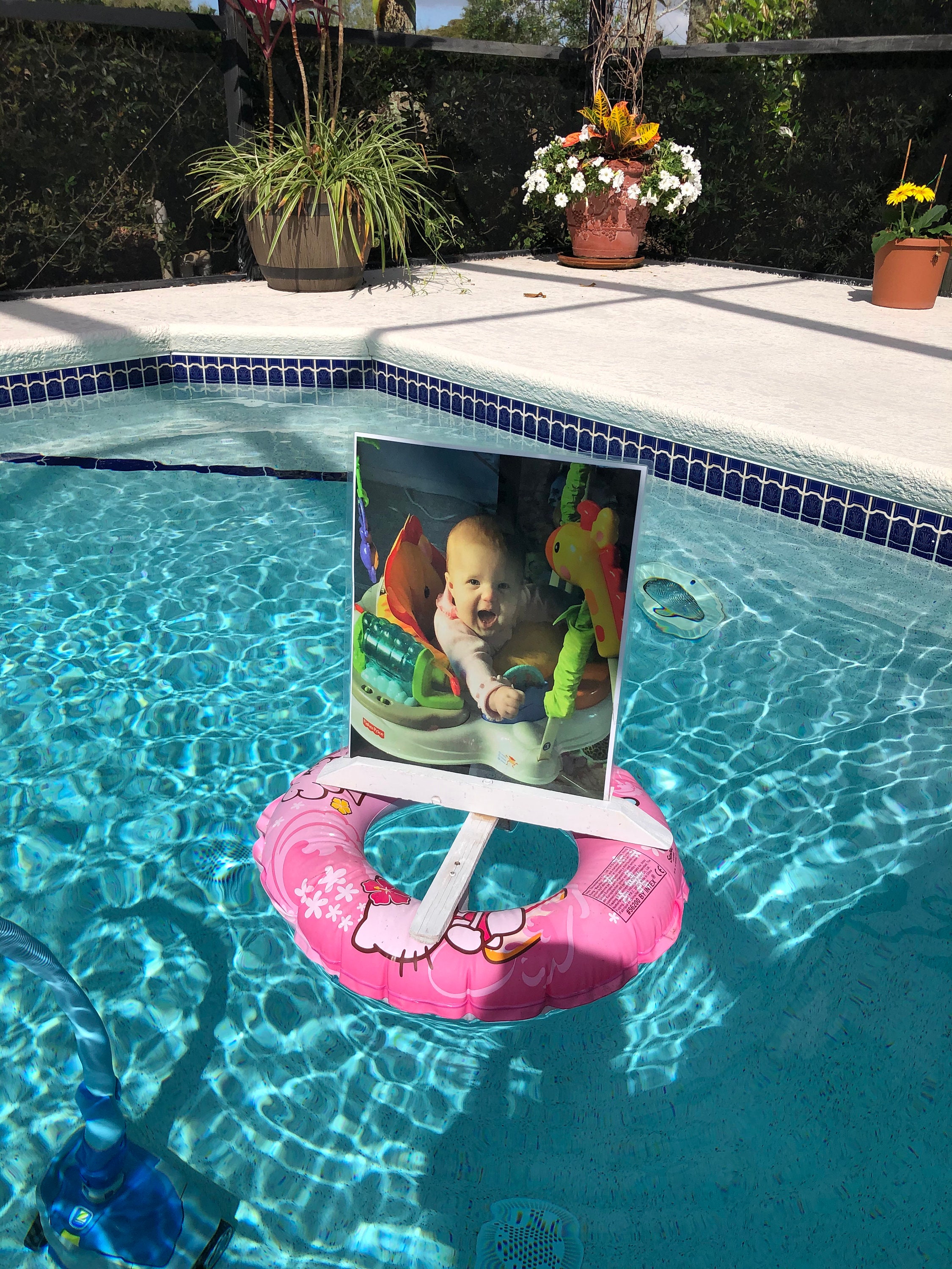 Personalized Laminated Photo, Mounted on a 20 Inch Swim Ring for Your
