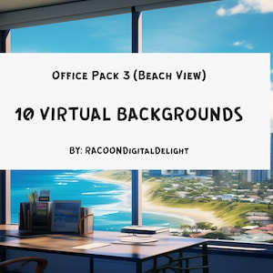 Beach Office | Virtual Office Background | Zoom Background | Digital Luxury Backgrounds | Office Backgrounds | Zoom | Backdrop