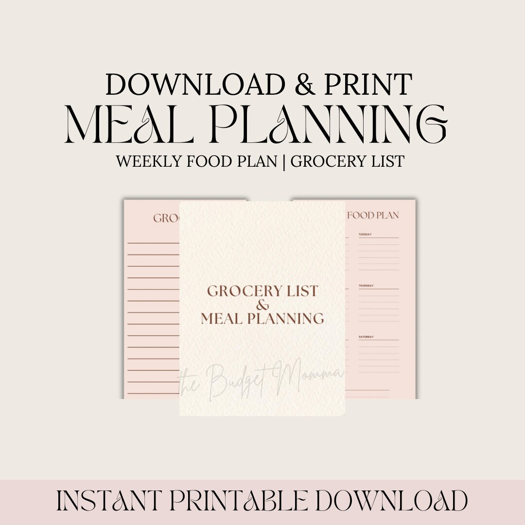 Complete Weekly Meal Plan & Grocery List Digital Printable Download - Etsy