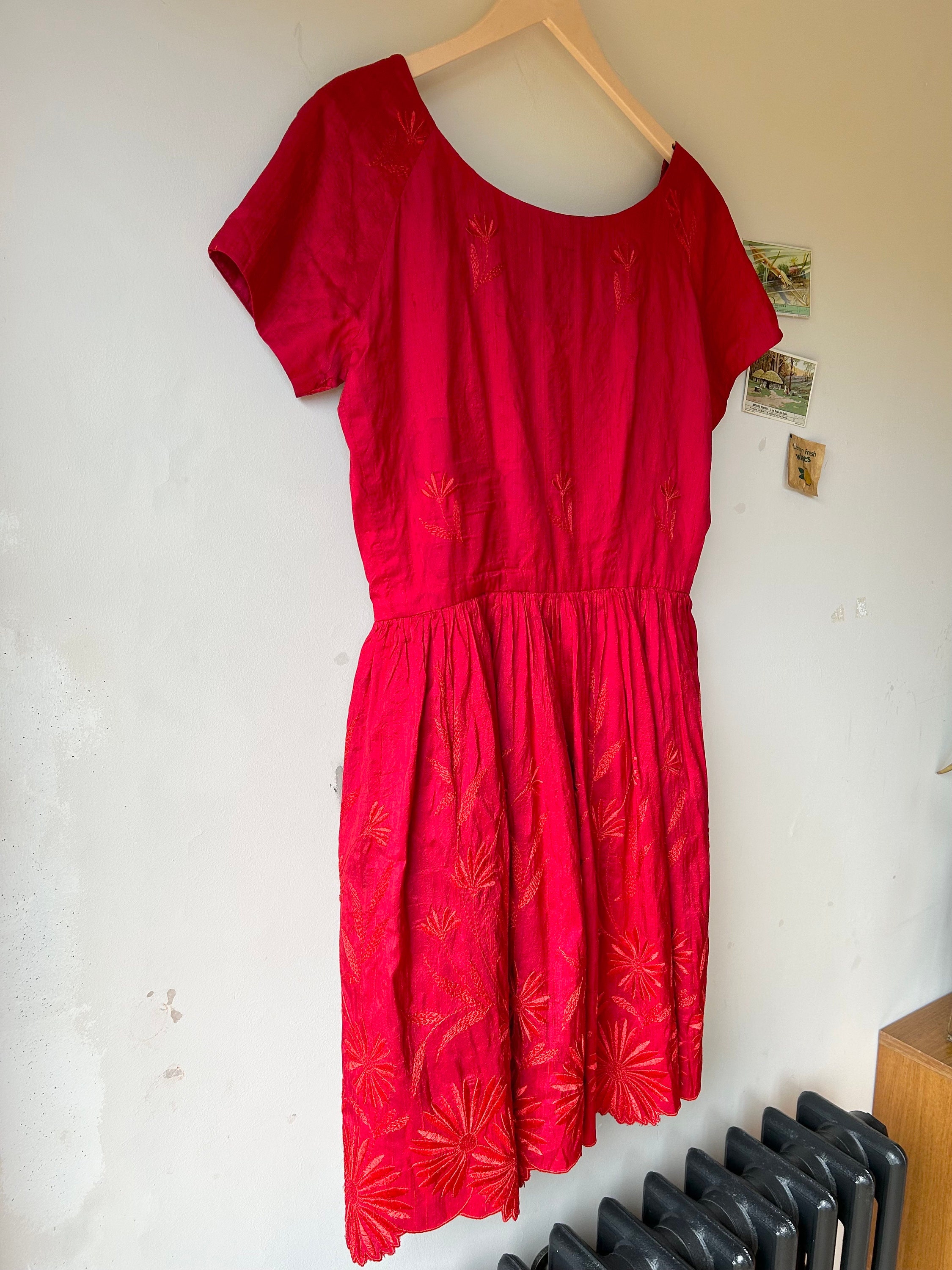 monsoon red silk dress Monsoon 100% Crinkled Silk Short Sleeve Maxi Shift Dress Red UK Size 12