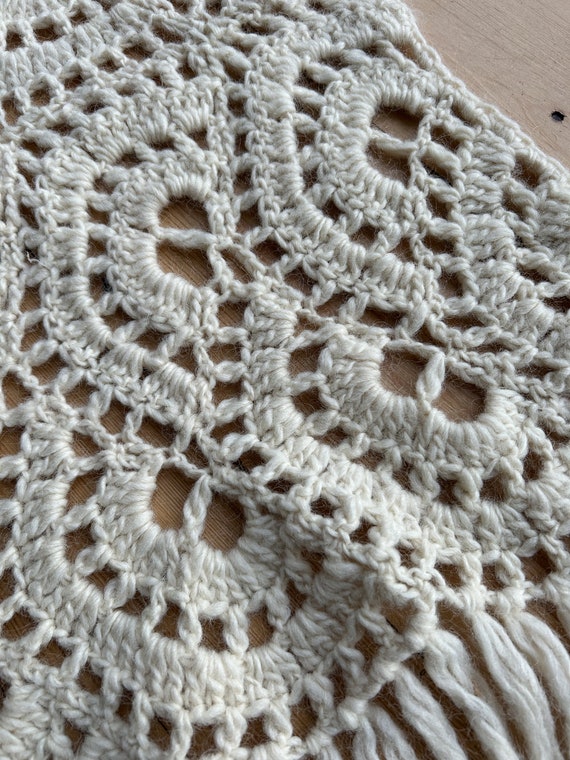 VINTAGE wool western cream hand knitted crochet s… - image 4