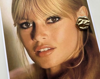 VINTAGE hexagon clip on earrings 1980s