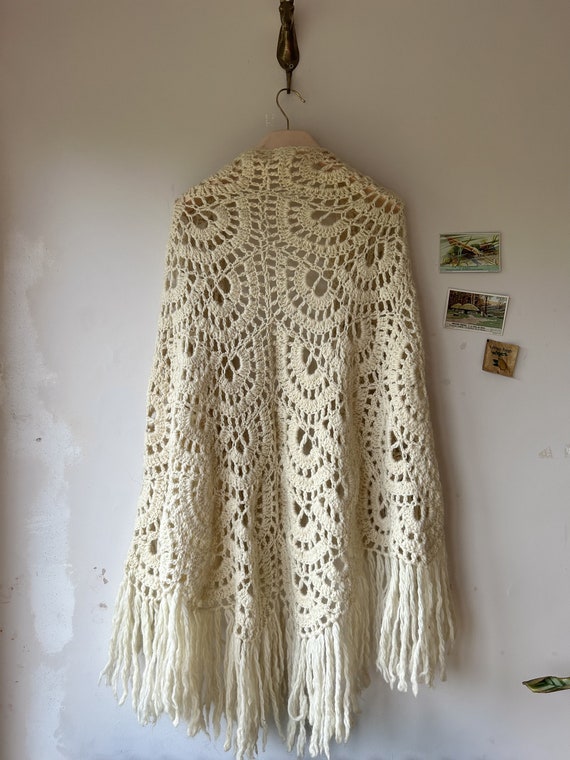 VINTAGE wool western cream hand knitted crochet s… - image 3