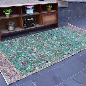 Turkish rug, Vintage rug, Handmade rug, Boho decor, Home decor rug, Floor rug, Runner rug, Oushak rug, Turkey rug 4.4 x 9.2 ft ORT0039