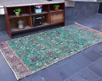 Turkish rug, Vintage rug, Handmade rug, Boho decor, Home decor rug, Floor rug, Runner rug, Oushak rug, Turkey rug 4.4 x 9.2 ft ORT0039