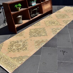 Turkish rug, Vintage rug, Handmade rug, Boho decor, Home decor rug, Floor rug, Runner rug, Oushak rug, Turkey rug 2.8 x 12.9 ft ORT0362