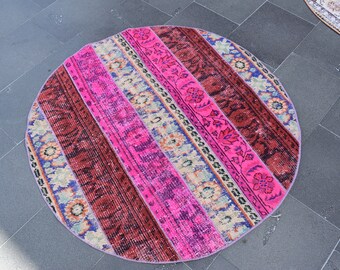 Turkish rug, Vintage rug, Handmade rug, Boho decor, Home decor rug, Doormat rug, Organic wool rug, Oushak rug, Wool rug 3.9 x 3.9 ft ORT2207