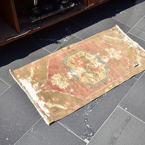 Vintage Teppich, Handgewebter Teppich, Kelimteppich, Boho Deko, Wohndekor, Kelimteppich, Orientteppich, Wollteppich, Schafwolle 50 x 90 cm ORT0568