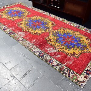 Turkish rug, Vintage rug, Handmade rug, Boho decor, Home decor rug, Floor rug, Runner rug, Oushak rug, Turkey rug 4.6 x 10.9 ft ORT0917
