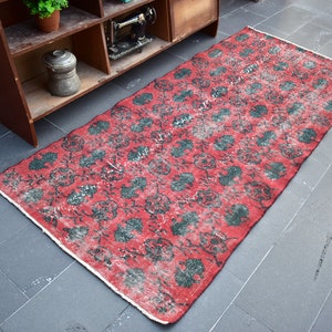 Turkish runner rug, Hallway rug, Corridor rug, Boho decor, Home decor rug, Vintage rug, Runner rug, Oushak rug, Carpet 3.7 x 8.3 ft ORT2007