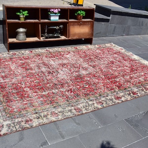 Turkish rug, Vintage rug, Handmade rug, Boho decor, Large rug, Floor rug, Organic wool rug, Oushak rug, Turkey rug 6.4 x 10 ft ORT0282