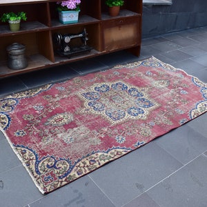 Turkish rug, Wool rug, Bohemian area rug, Boho decor, Home decor rug, Vintage rug, Handmade rug, Oushak rug, Turkey rug 3.8 x 7 ft ORT1287