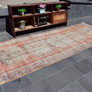 Turkish rug, Vintage rug, Handmade rug, Boho decor, Home decor rug, Floor rug, Runner rug, Oushak rug, Turkey rug 4.2 x 11.5 ft ORT0376