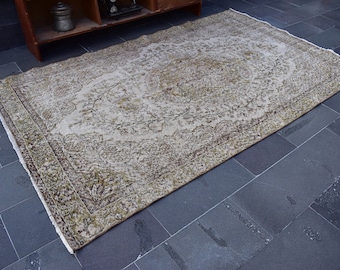Türkischer Teppich, Anatolischer Teppich, Handgewebter Teppich, Boho-Dekor, Wohndekor-Teppich, Bodenteppich, Schlafzimmerteppich, Oushak-Teppich, Türkei, 160 x 230 cm ORT1924