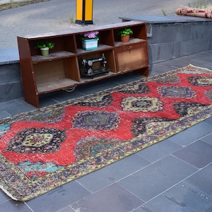 Turkish rug, Vintage rug, Handmade rug, Boho decor, Home decor rug, Floor rug, Runner rug, Oushak rug, Turkey rug 4.6 x 12.3 ft ORT1117