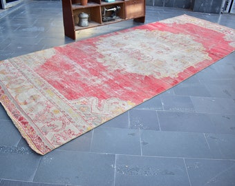 Turkish runner rug, Hallway rug, Corridor rug, Boho decor, Home decor rug, Vintage rug, Runner rug, Oushak rug, Carpet 5.4 x 16.2 ft ORT2161