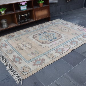 Turkish area rug, Anatolian rug, Vintage rug, Boho decor, Area rug, Oushak rug, Tribal rug, Carpet, Wool rug, Aztec rug 5.2 x 7.8 ft ORT1535