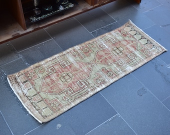 Turkish rug, Vintage rug, Handmade rug, Boho decor, Home decor rug, Floor rug, Organic wool rug, Oushak rug, Turkey rug 1.4 x 3.9 ft ORT0685