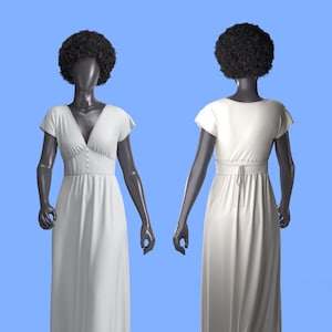 3D Digitales Damen Kleidungsstück (Rüschensaum Tee Midi Kleid) - ZPAC Datei - Clo 3D / Marvellous Designer